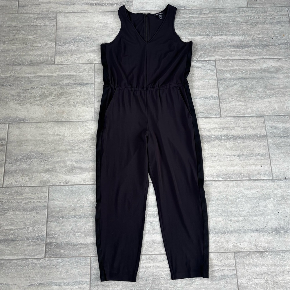 Athleta Women’s Brooklyn Jumpsuit‎ Black Sleeveless Size 10/P V-Neck